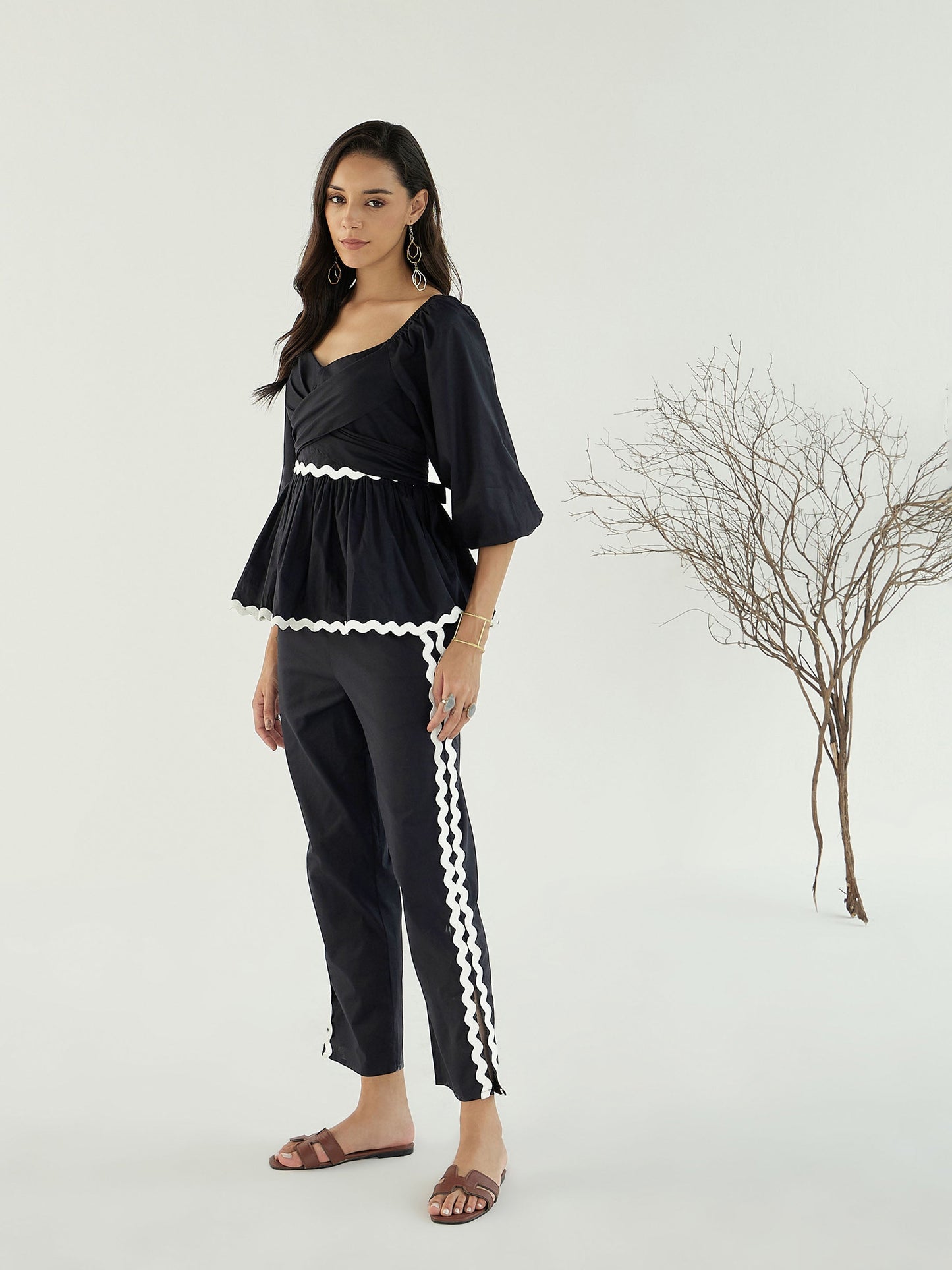 Women's Black Solid Co-Ord Set
