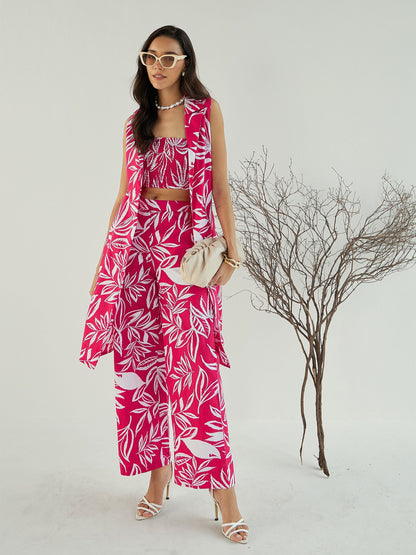 Women's Fuchsia Floral Co-Ord Set