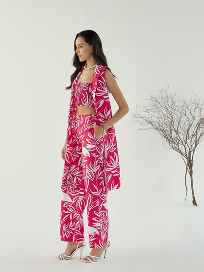 Women's Fuchsia Floral Co-Ord Set