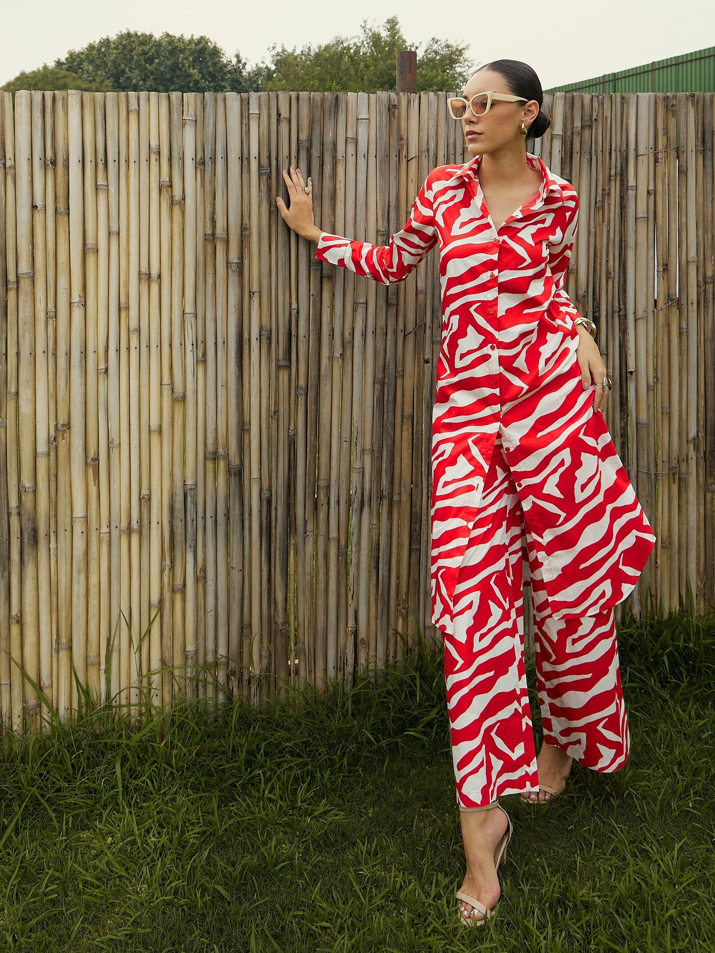 Women's Red Printed Co-Ord Set