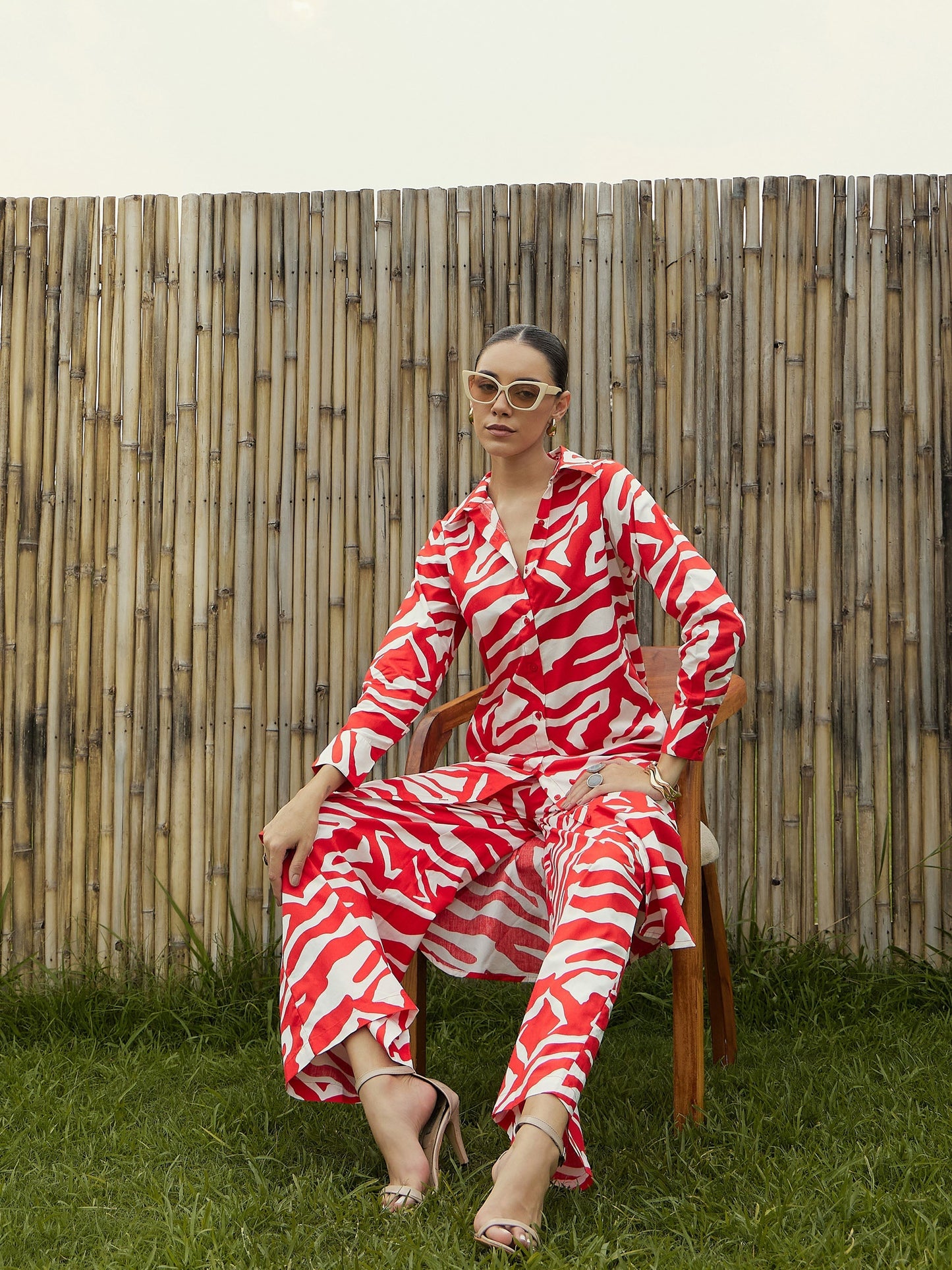 Women's Red Printed Co-Ord Set