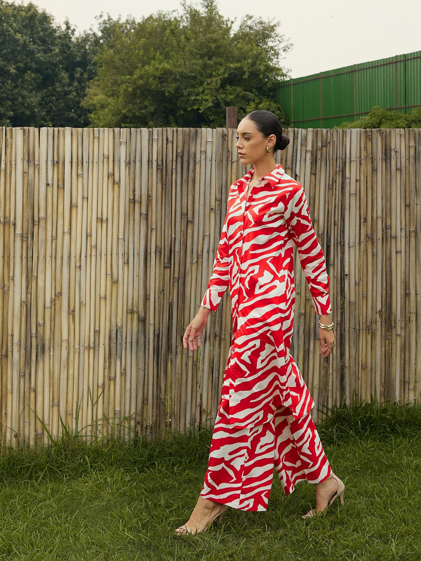 Women's Red Printed Co-Ord Set