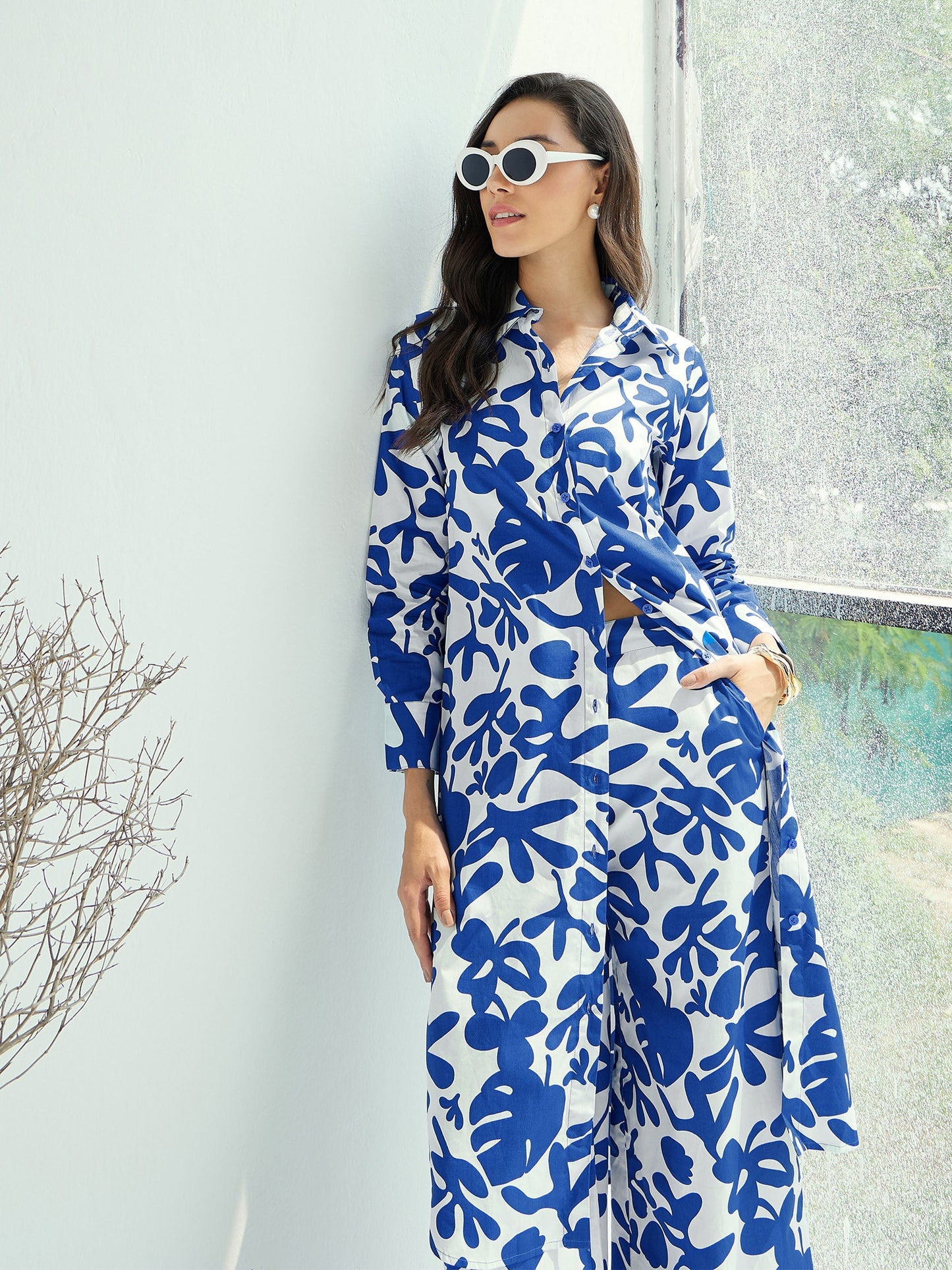 Women's Blue Floral Co-Ord Set