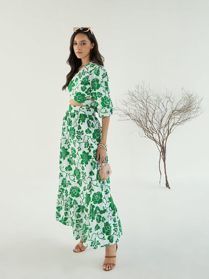 Women's White Floral Co-Ord Set