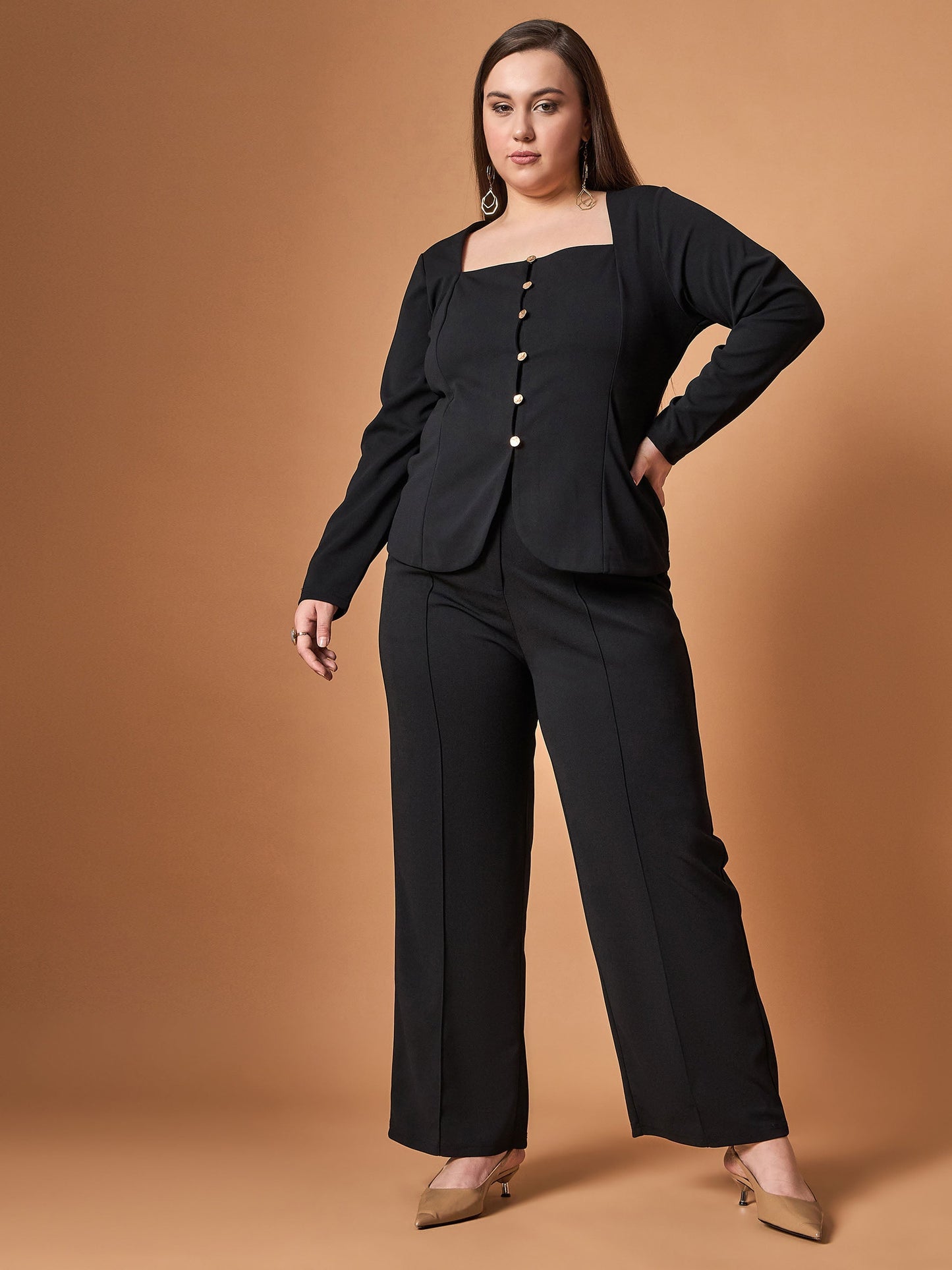Women's Black Solid Co-Ord Set