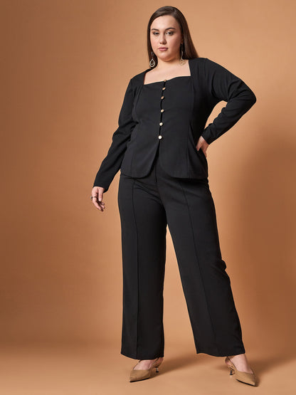 Women's Black Solid Co-Ord Set