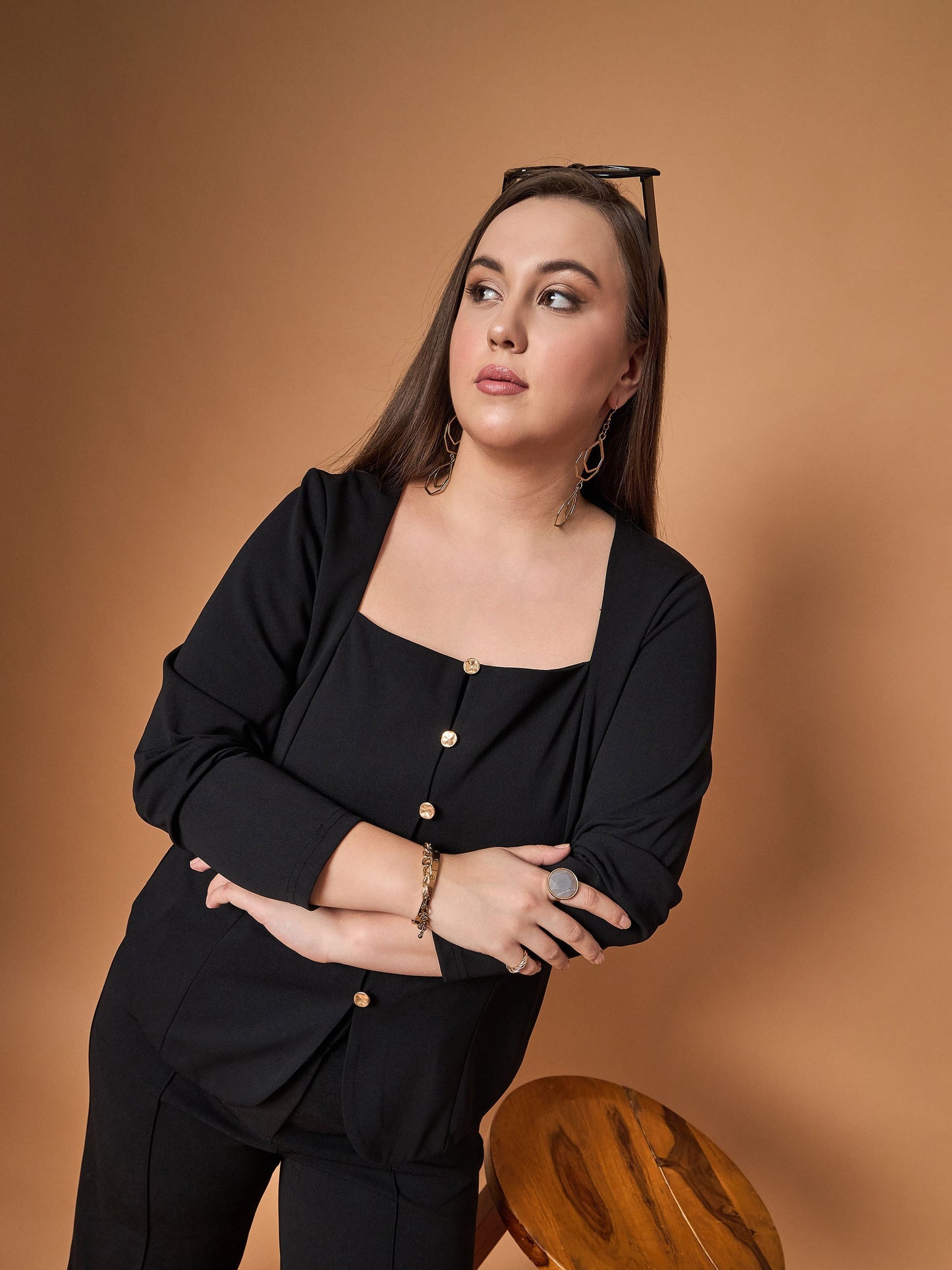 Women's Black Solid Co-Ord Set