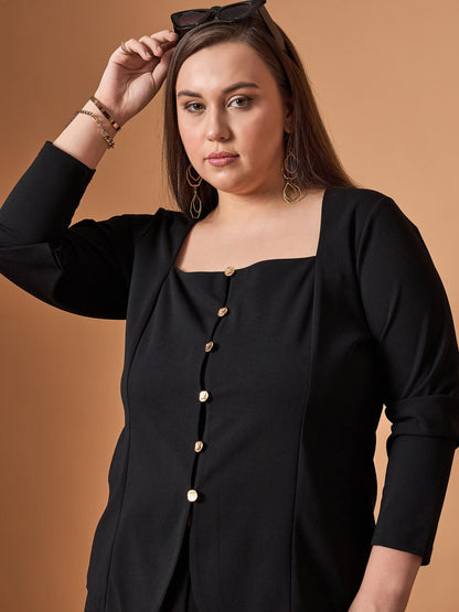 Women's Black Solid Co-Ord Set