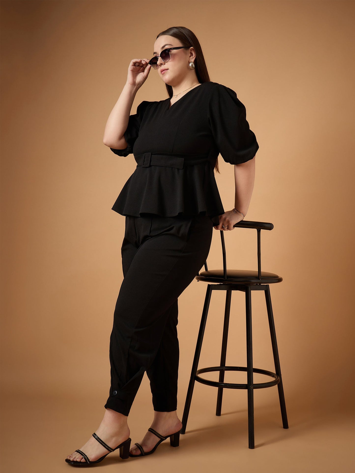 Women's Black Solid Co-Ord Set
