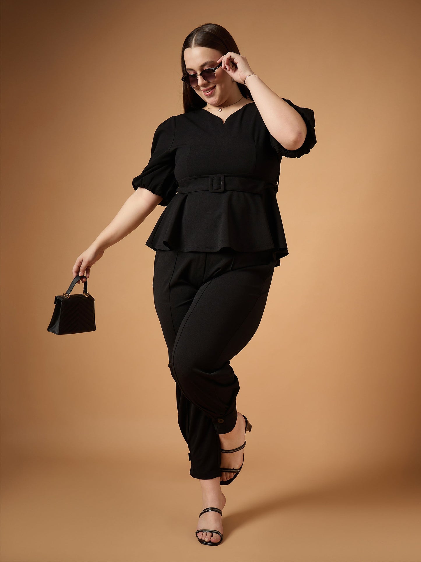 Women's Black Solid Co-Ord Set