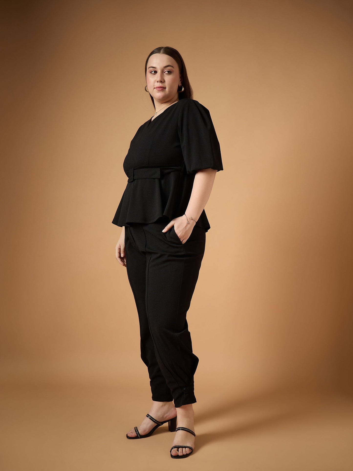 Women's Black Solid Co-Ord Set