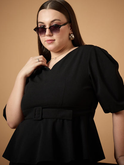 Women's Black Solid Co-Ord Set