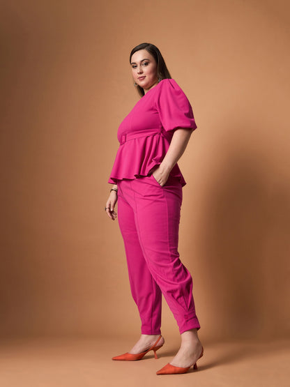 Women's Fuchsia Solid Co-Ord Set