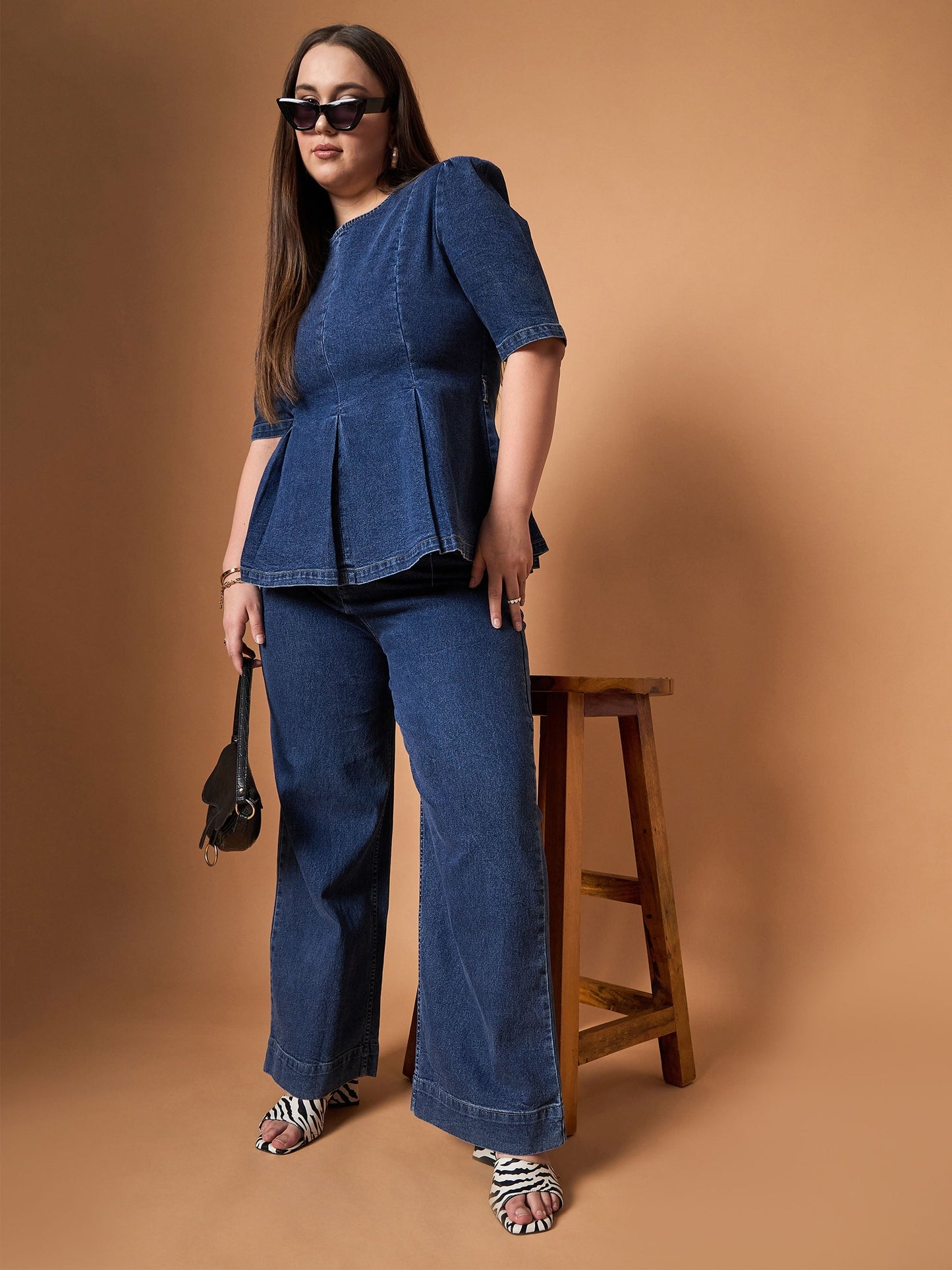 Women's Navy Blue Denim Co-Ord Set