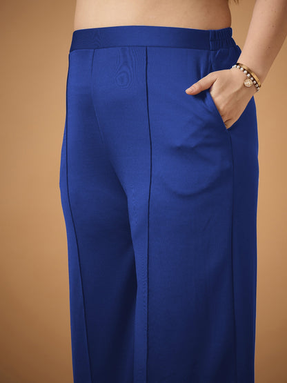 Women's Blue Solid Co-Ord Set