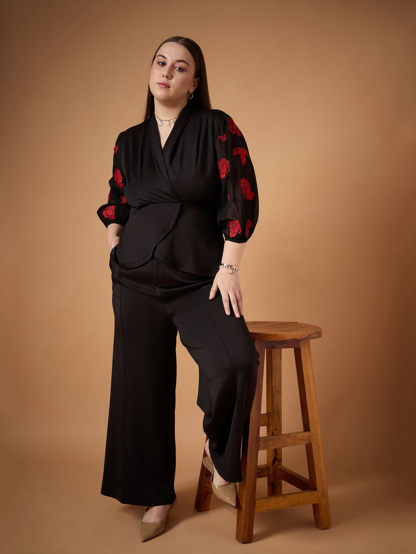 Women's Black Embroidered Co-Ord Set