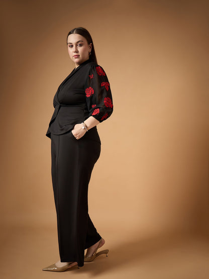 Women's Black Embroidered Co-Ord Set