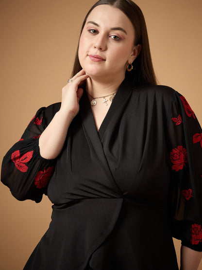 Women's Black Embroidered Co-Ord Set