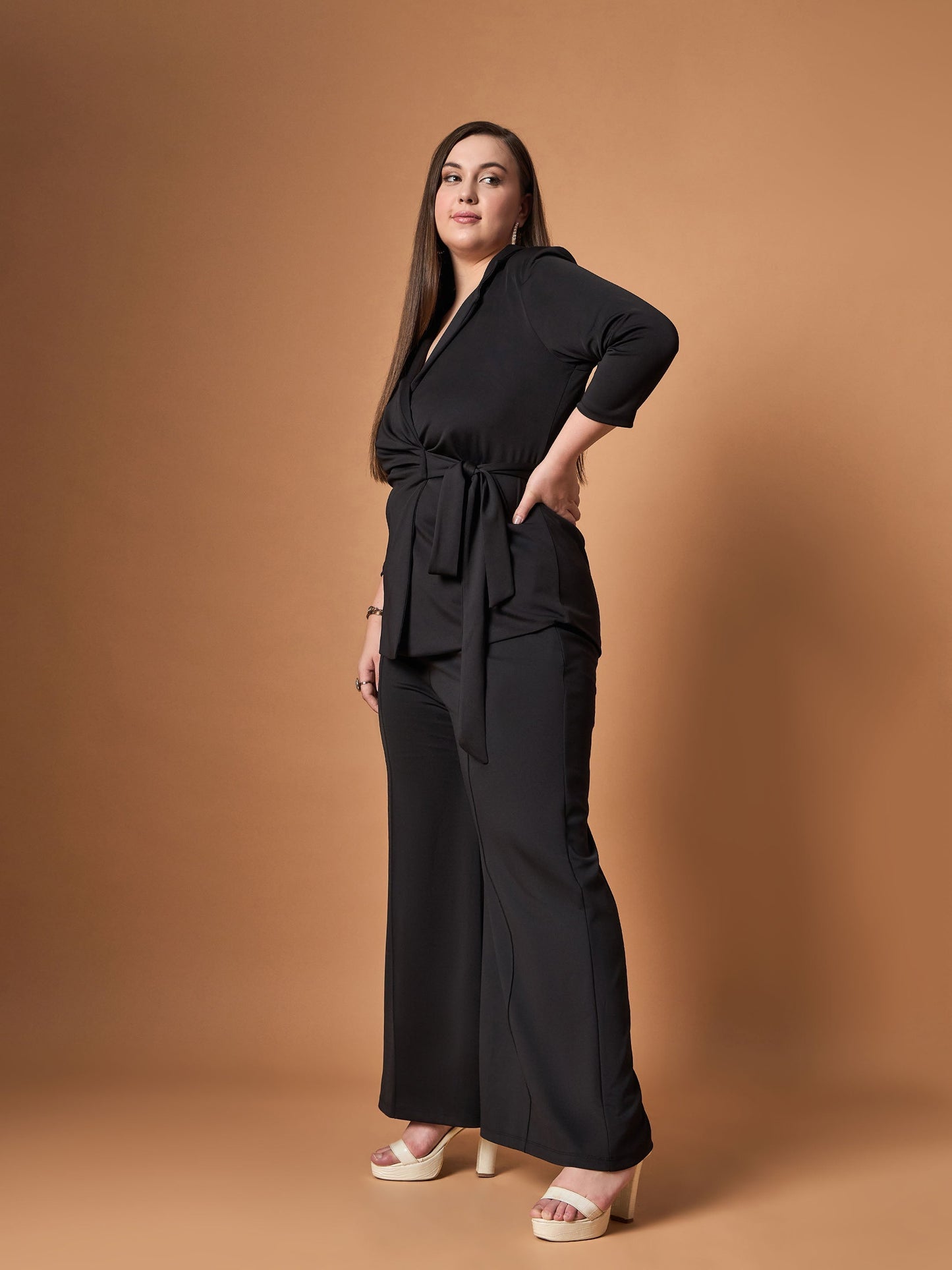 Women's Black Solid Co-Ord Set