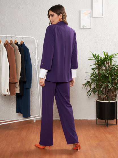 Women's Purple Longline Blazer With Darted Pants