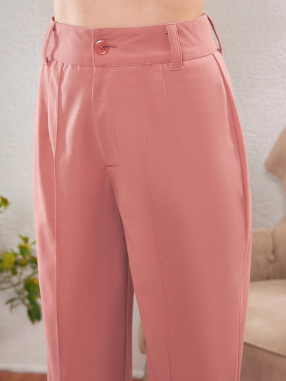 Women's Peach Longline Blazer With Darted Pants