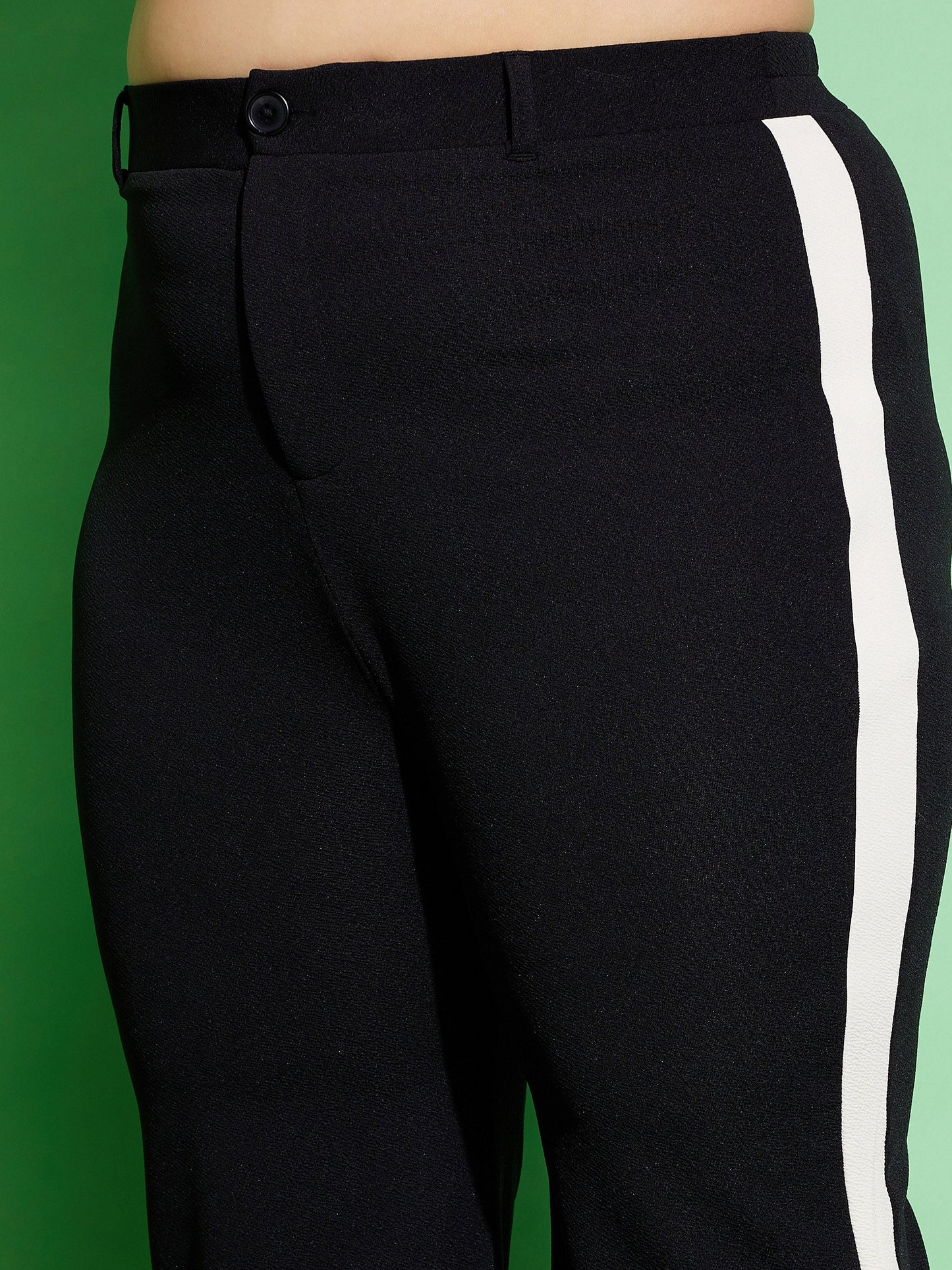 Women's Black Ruched Shirt With Side Tape Pants