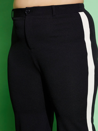 Women's Black Ruched Shirt With Side Tape Pants