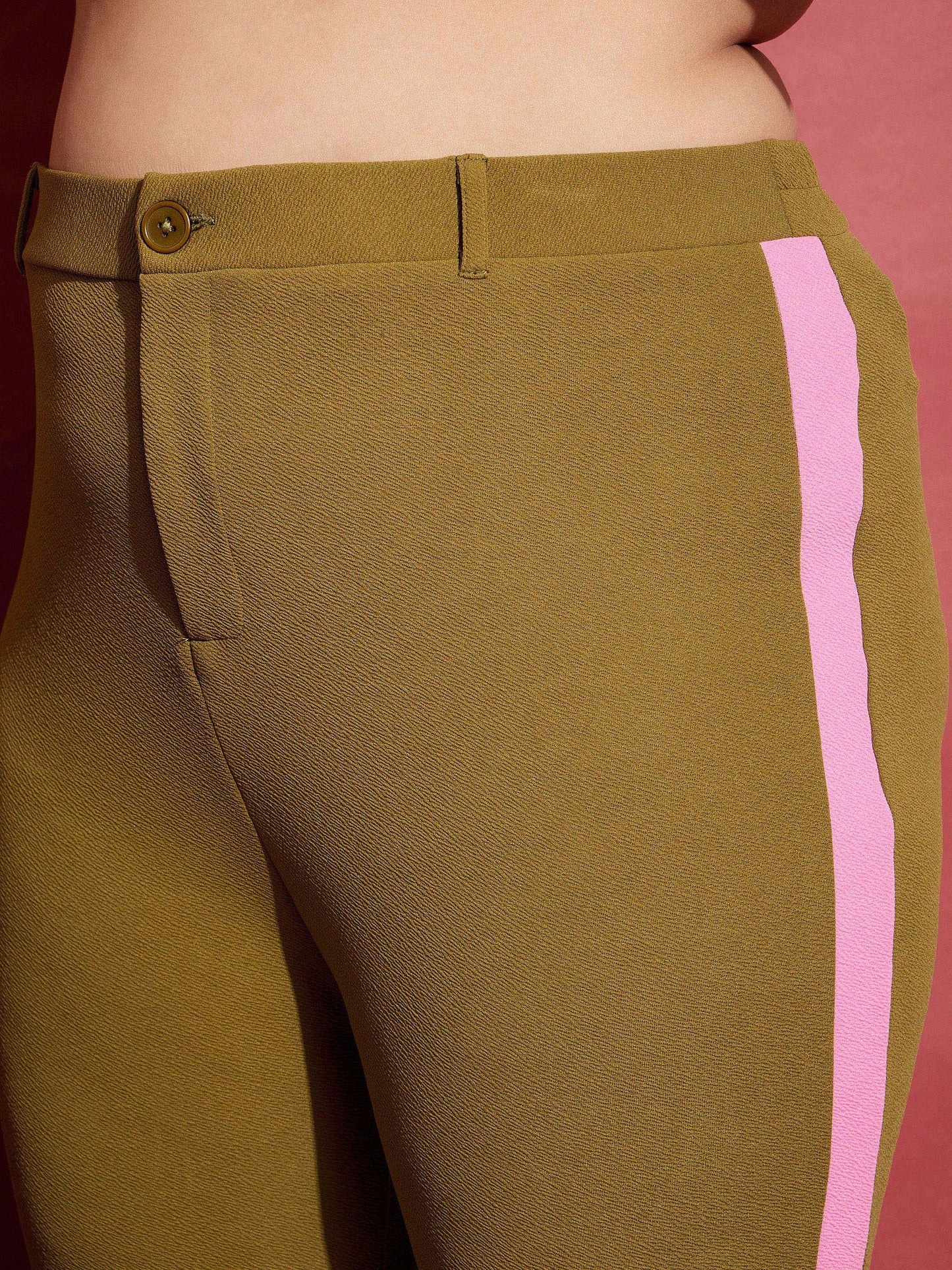 Women's Olive Ruched Shirt With Side Tape Pants