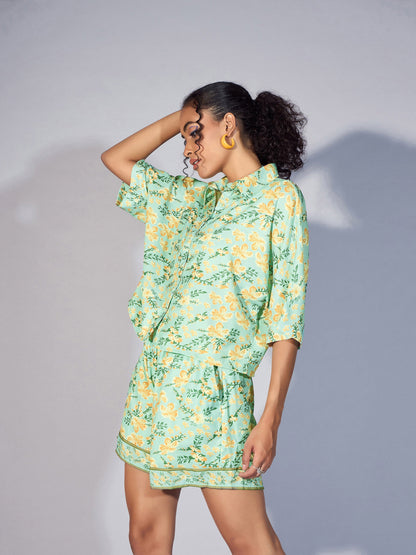 Women's Green Floral Co-Ord Set