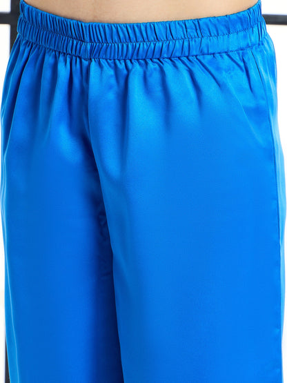 Women's Blue Solid Night Suit