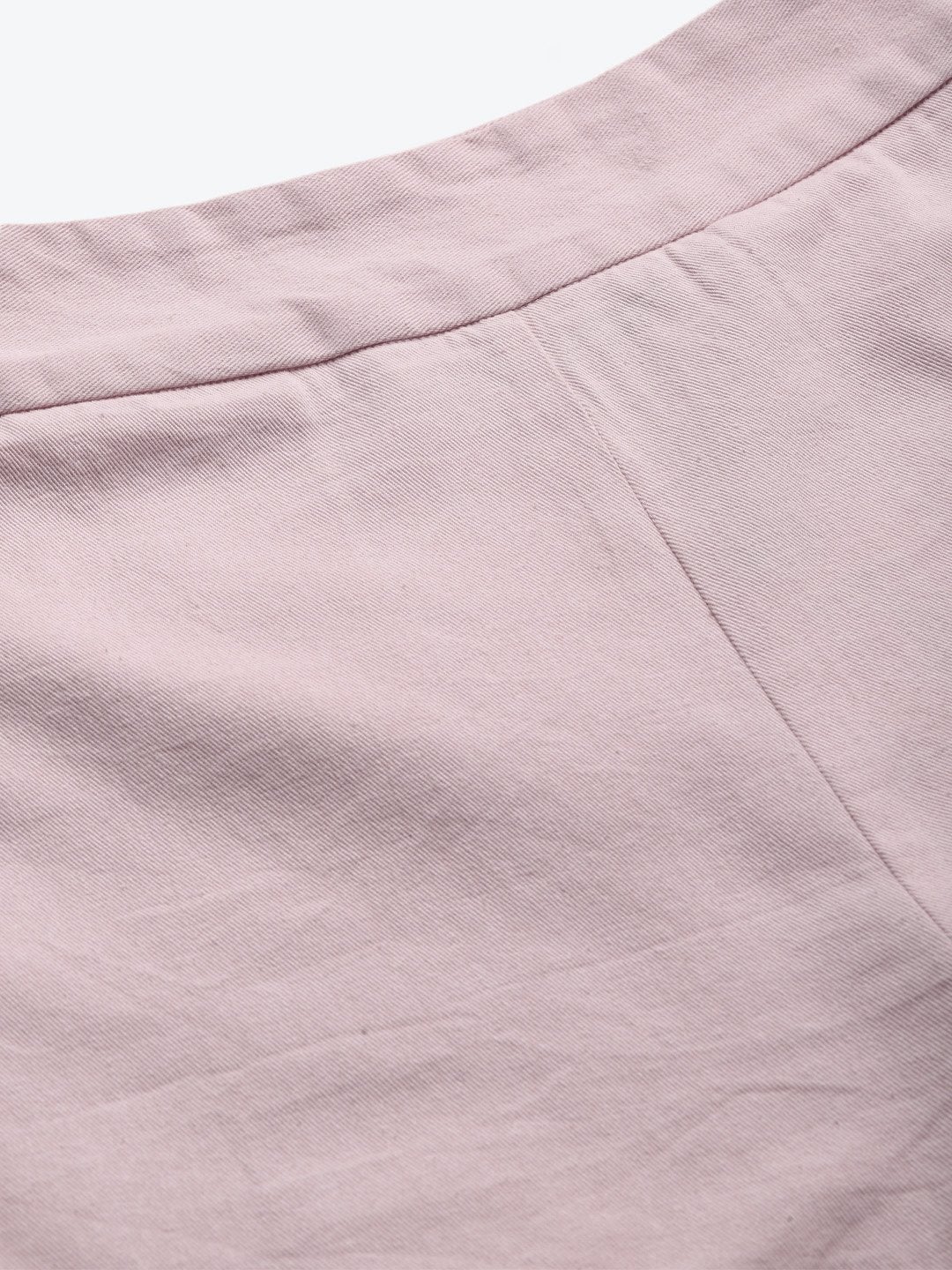 Women's Pink Side Zipper Twill Shorts