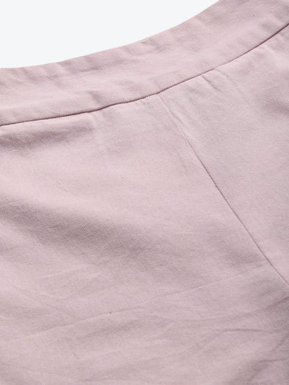 Women's Pink Side Zipper Twill Shorts