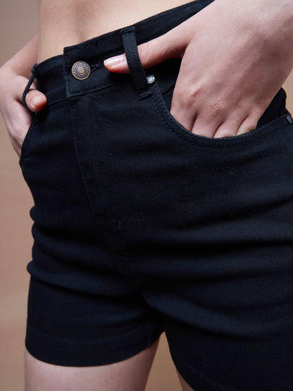 Women's Black Denim Shorts