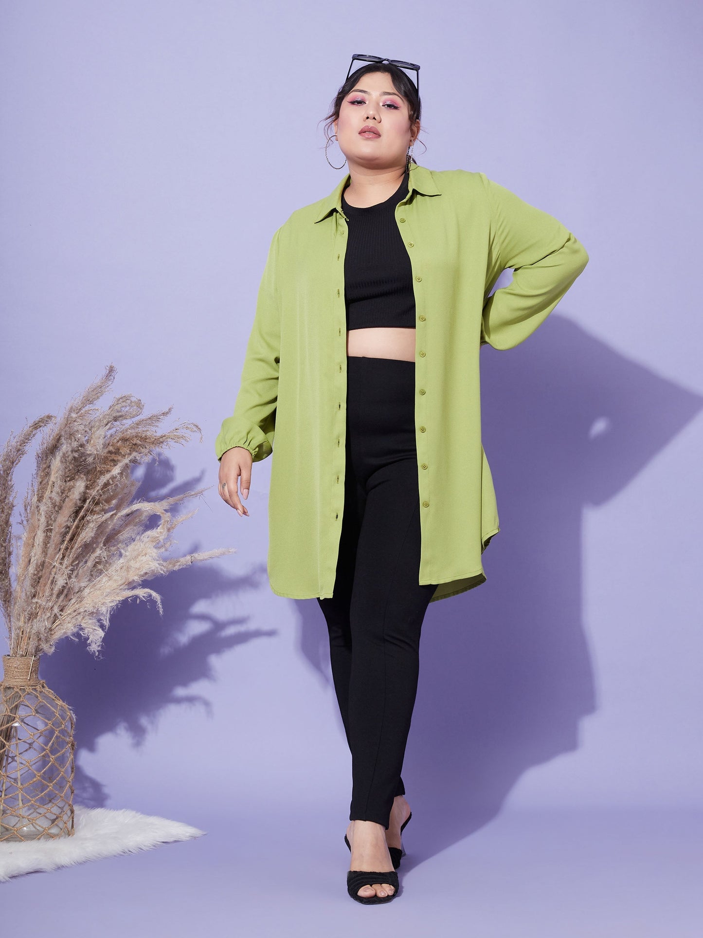 Women's Green Longline Shirt