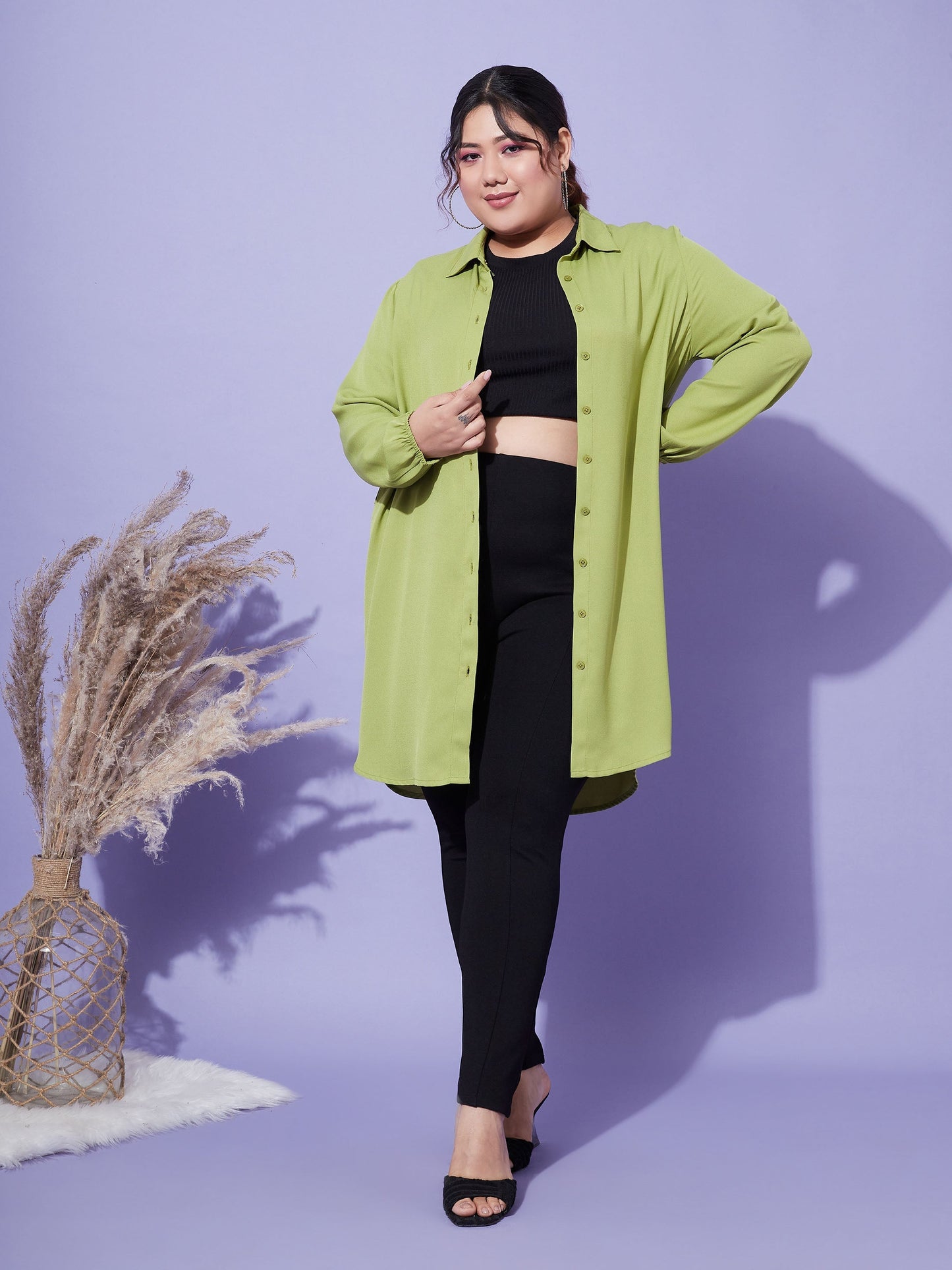 Women's Green Longline Shirt