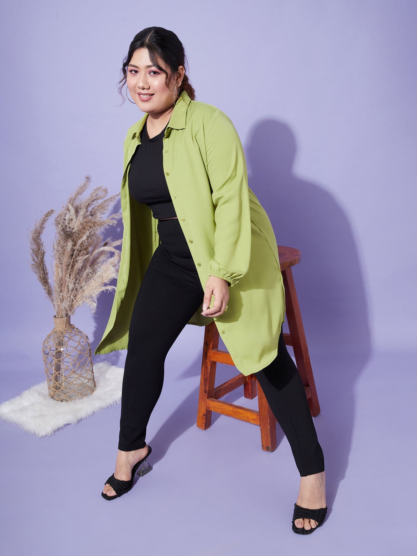 Women's Green Longline Shirt