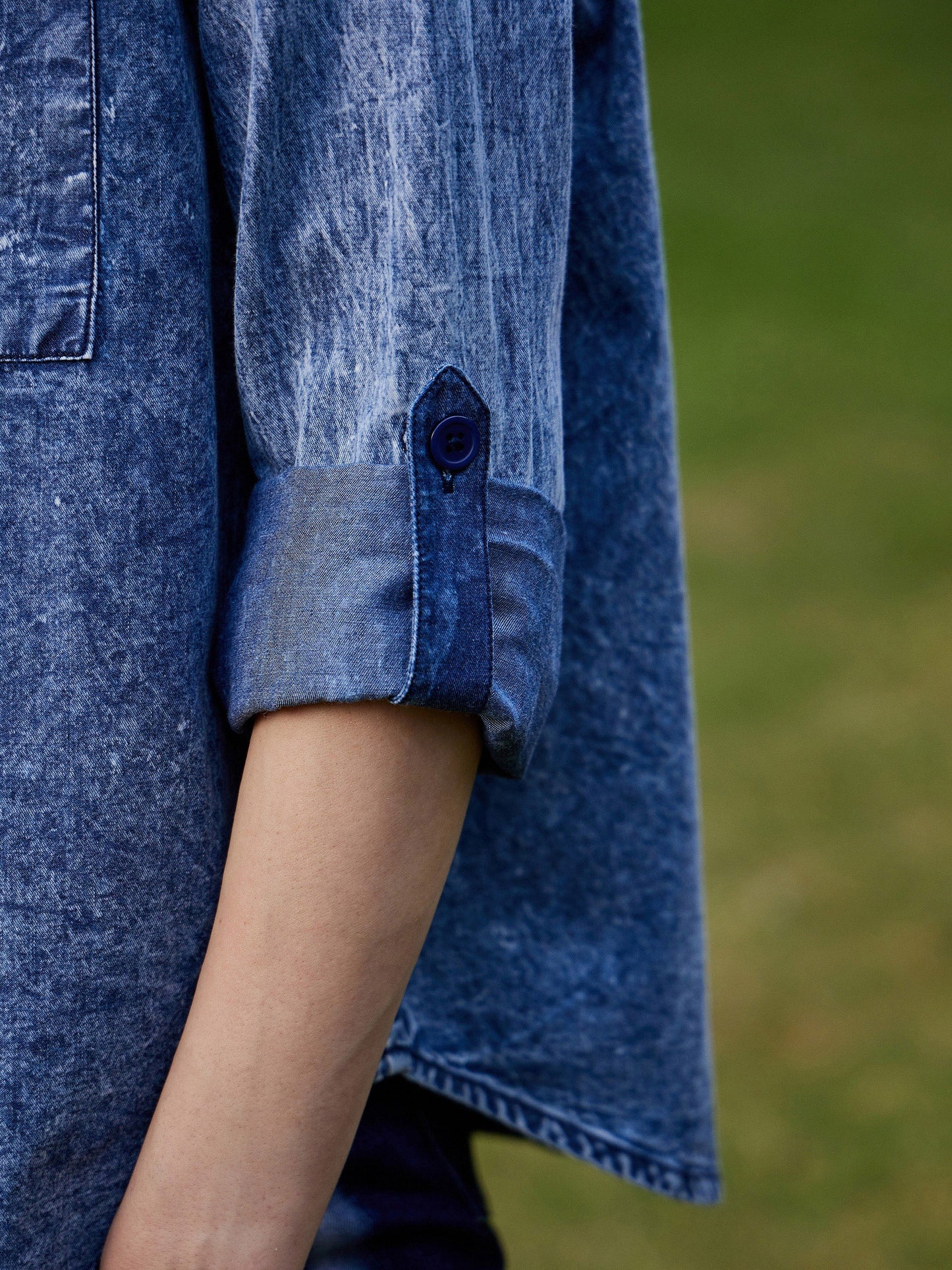 Women's Blue & White Colour Block Shirt