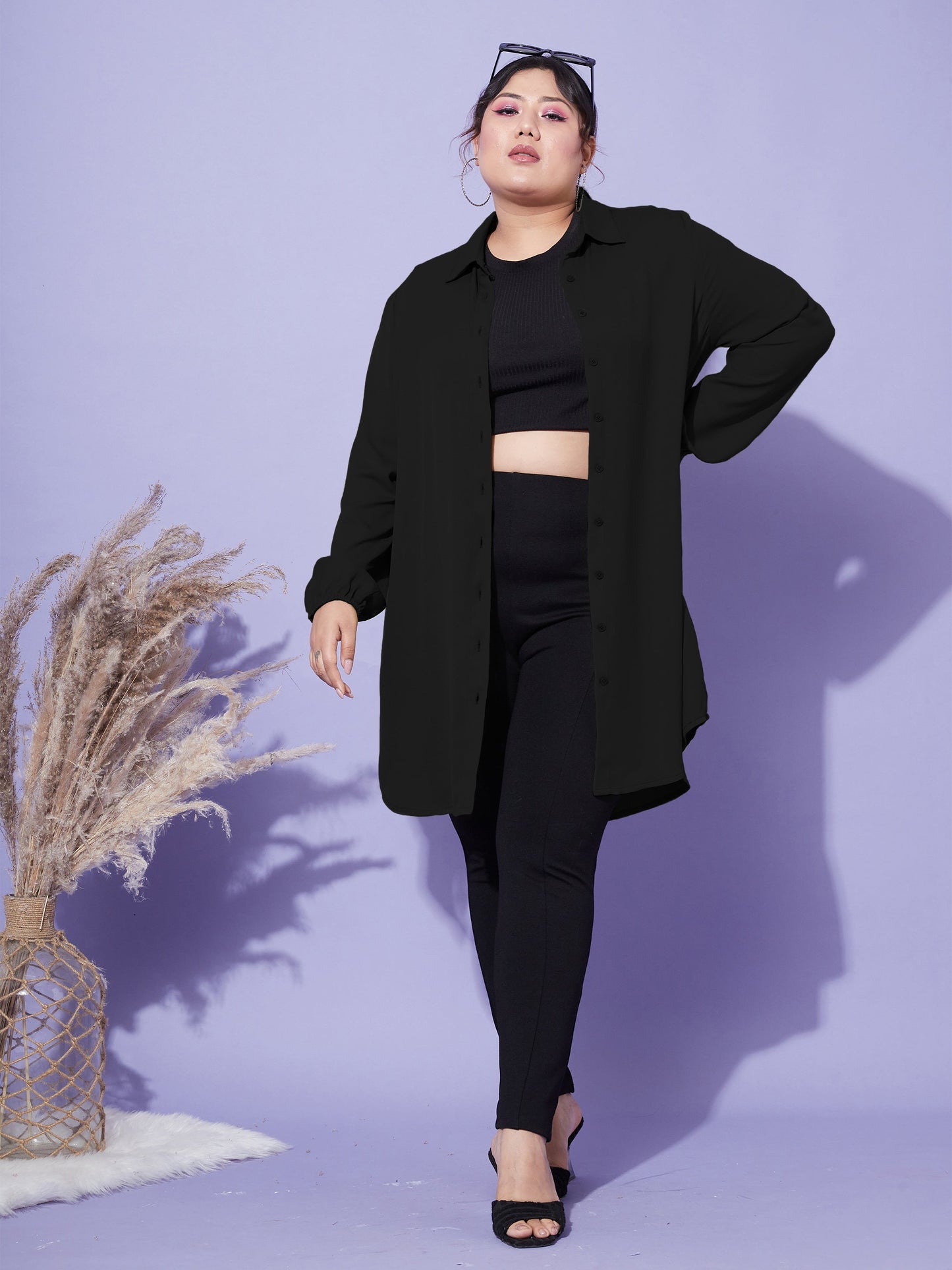 Women's Black Longline Shirt