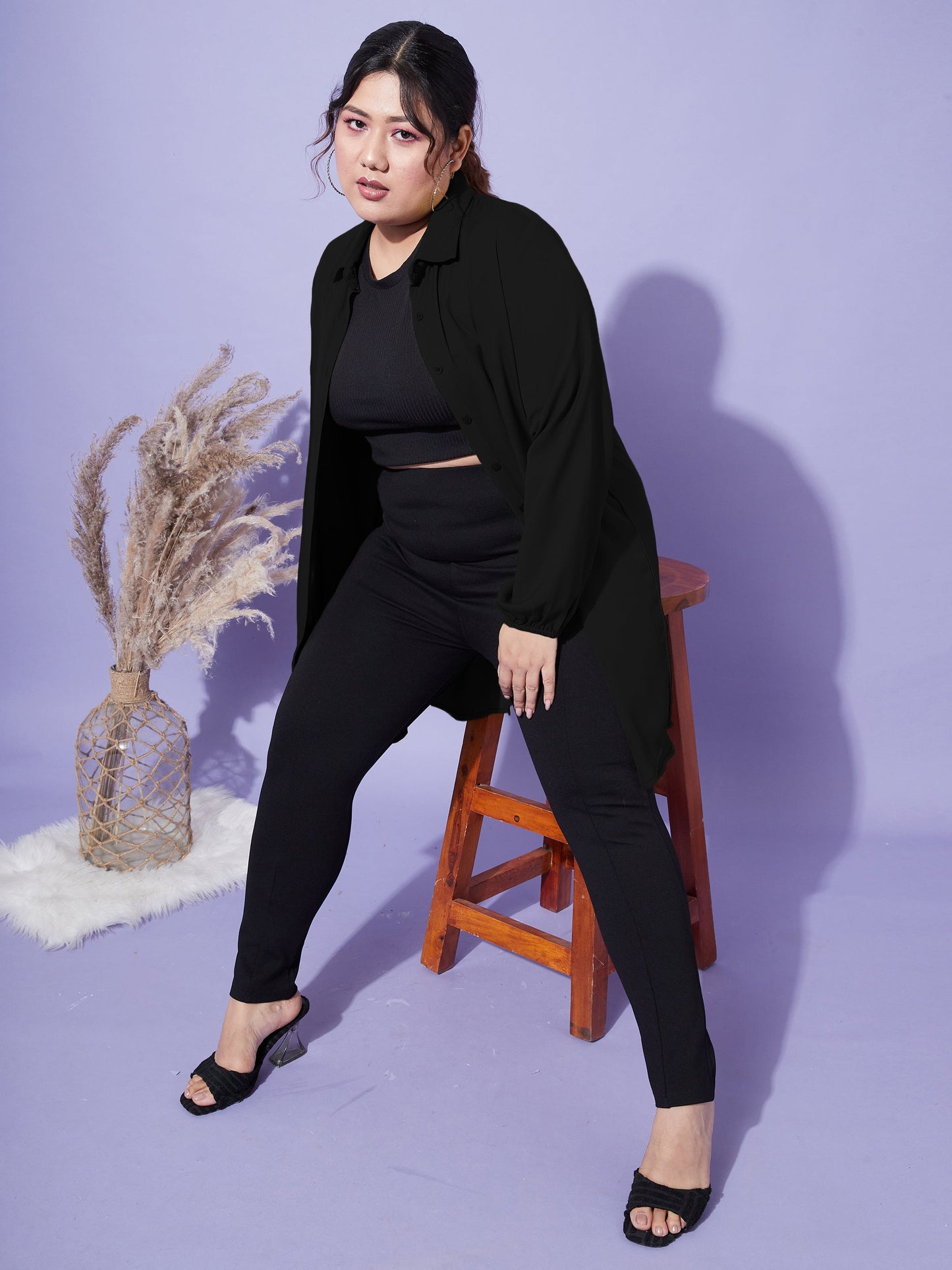 Women's Black Longline Shirt