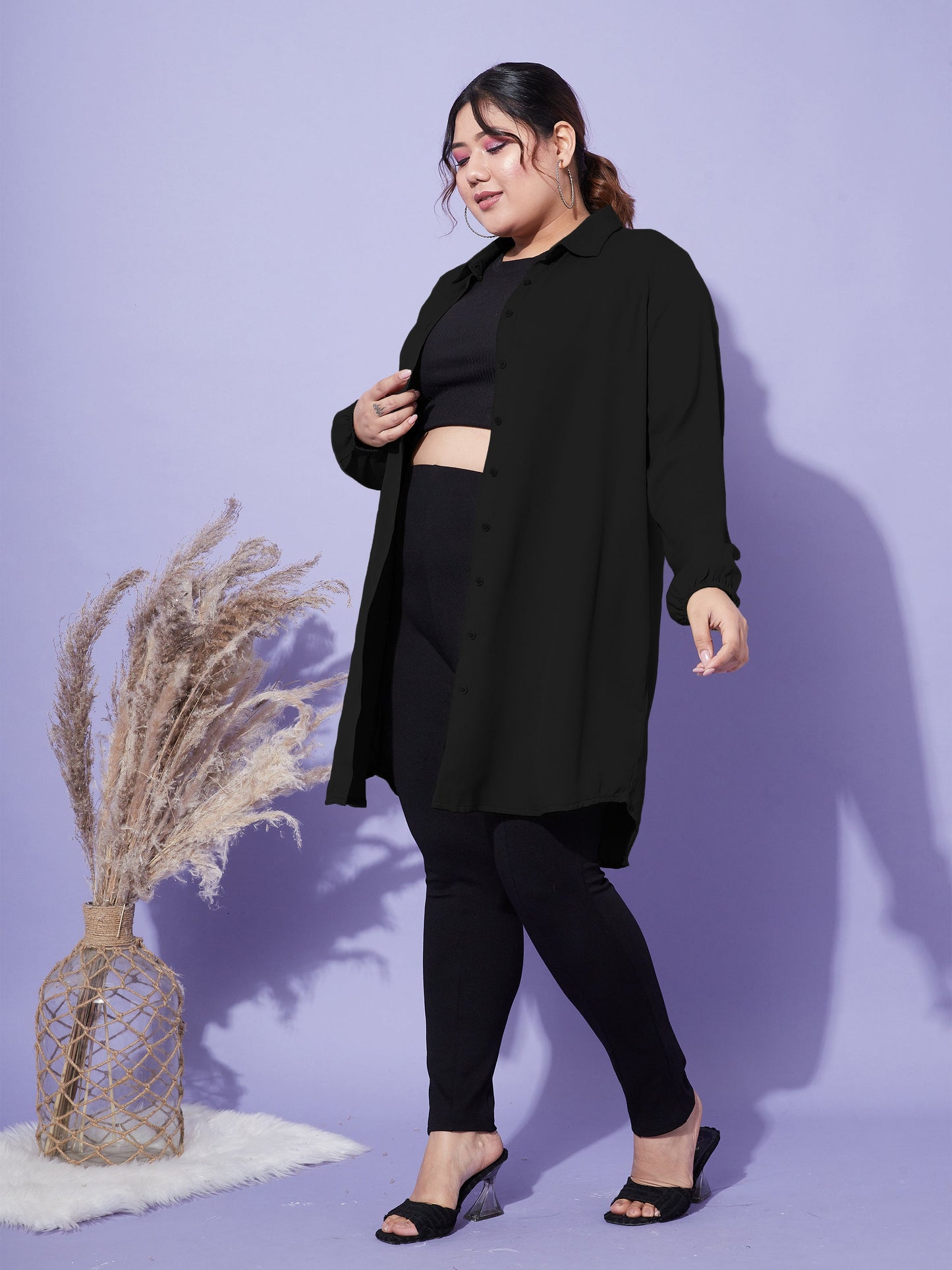 Women's Black Longline Shirt