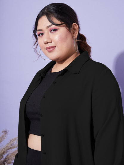 Women's Black Longline Shirt