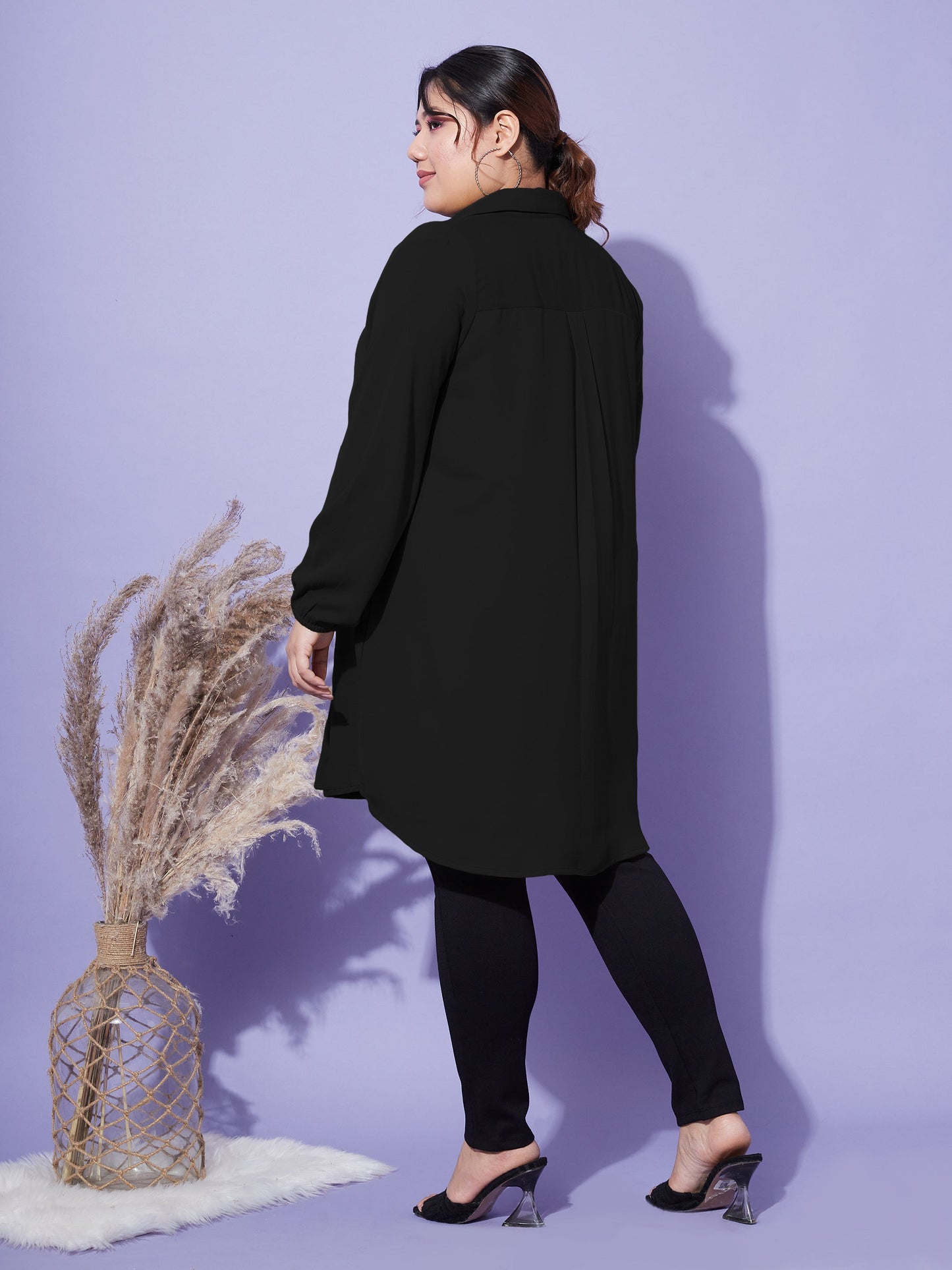 Women's Black Longline Shirt