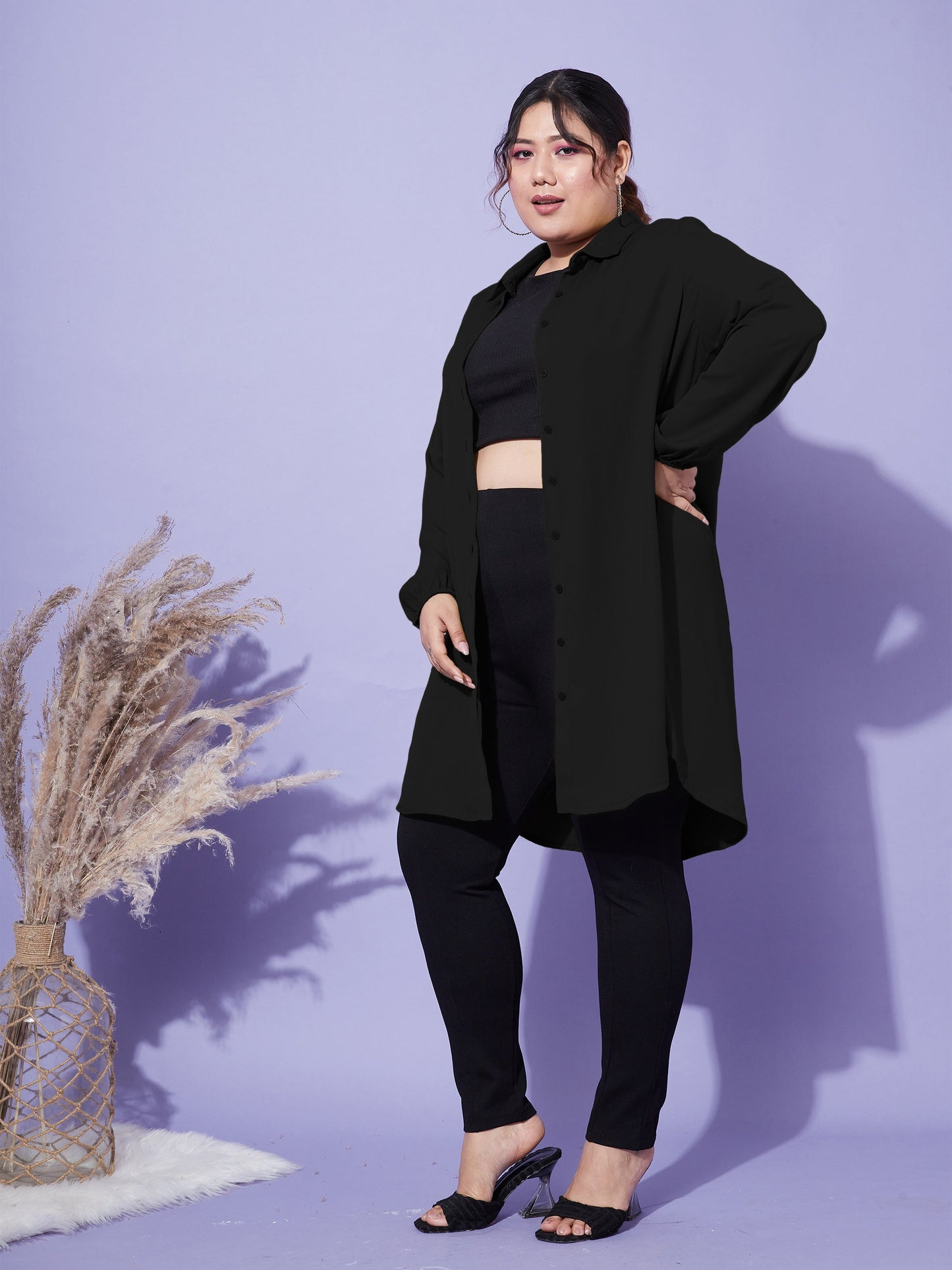 Women's Black Longline Shirt