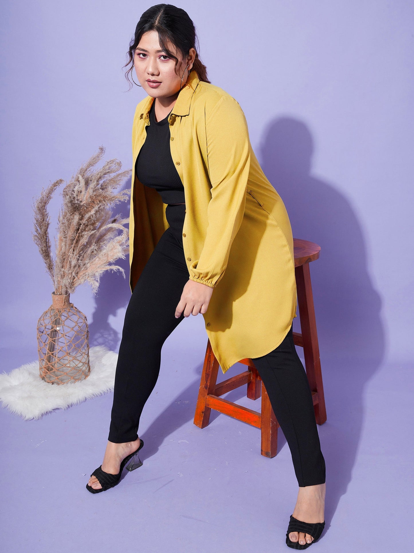 Women's Mustard Longline Shirt