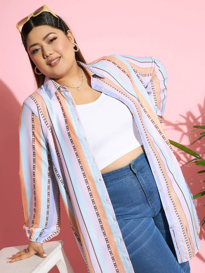 Women's Multi Stripes Longline Shirt