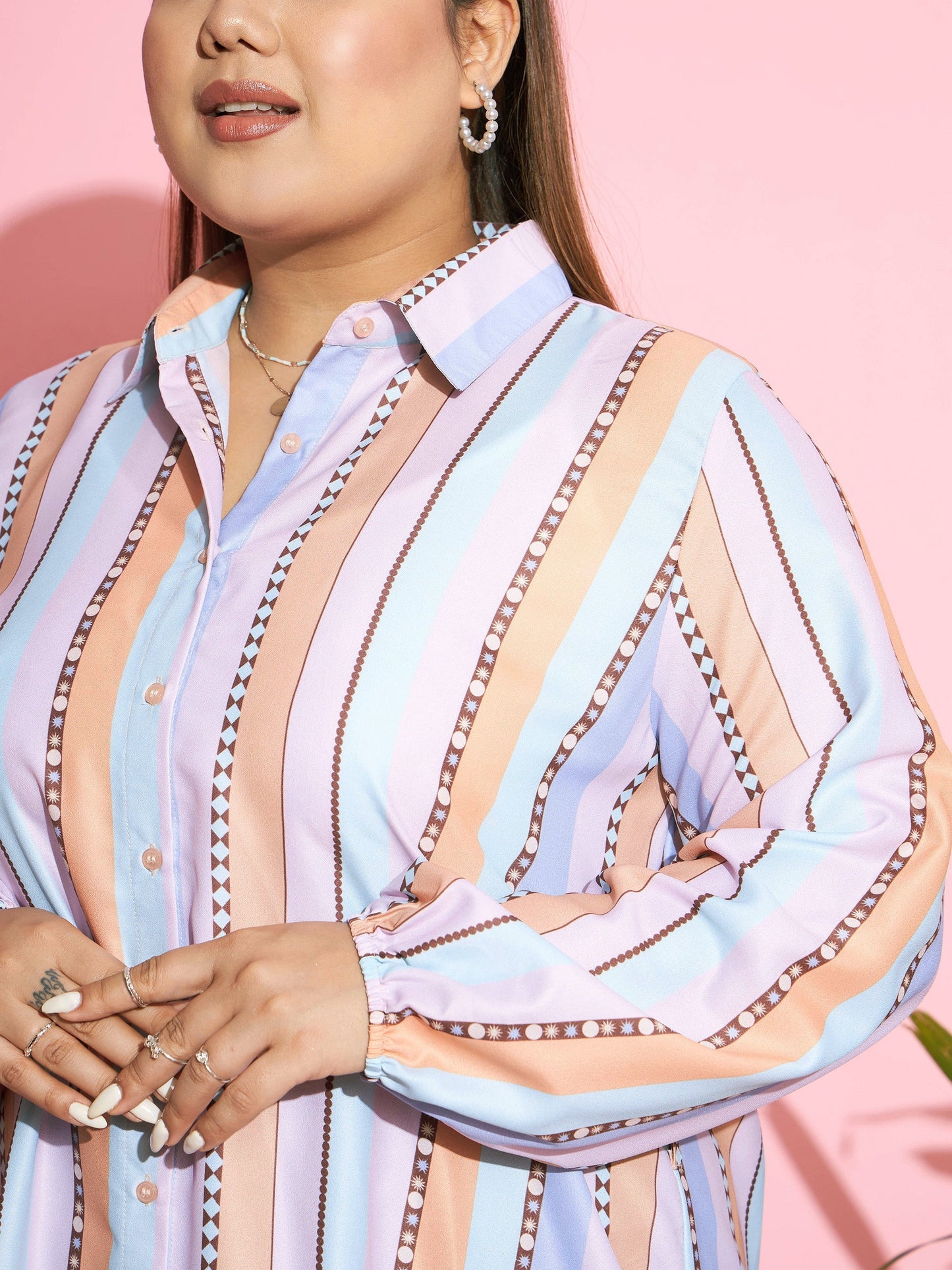 Women's Multi Stripes Longline Shirt