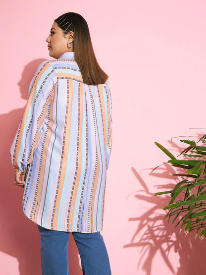 Women's Multi Stripes Longline Shirt