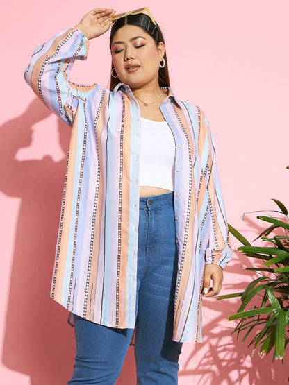 Women's Multi Stripes Longline Shirt