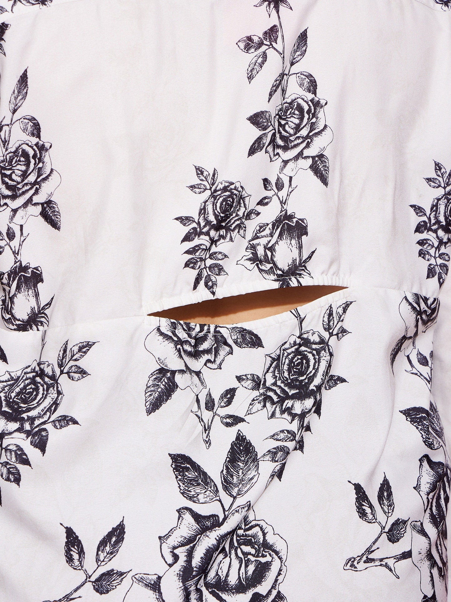 Women's White Floral Back Cut Shirt
