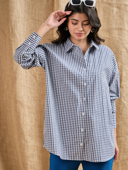 Women's Navy Blue Over Size Shirt